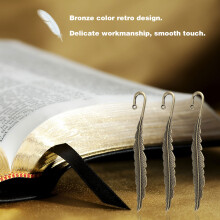 Vintage Bronze Feather Bookmarks 12Pcs Handmade Stationery Gift Set