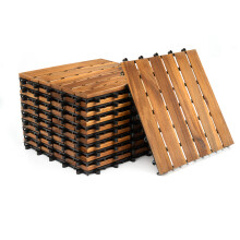 Interlocking Wooden Decking Tiles 30x30cm Outdoor Patio Garden Floor Terrace