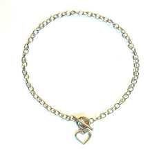 (Silver) HKEDES New Arrival Heart Pendant Necklace for Women, Metallic Bold Thick Chain Hip-Hop Style Necklace
