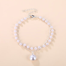 (13 bracelet silver) HKEDES Women's Pearl Heart Necklace, Versatile Multi-Layer Pearl Pendant Clavicle Chain, Retro Stackable Necklace for Ladies