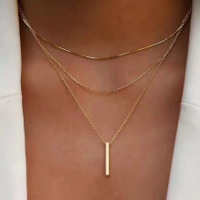 (08 gold) HKEDES Women's Pearl Heart Necklace, Versatile Multi-Layer Pearl Pendant Clavicle Chain, Retro Stackable Necklace for Ladies