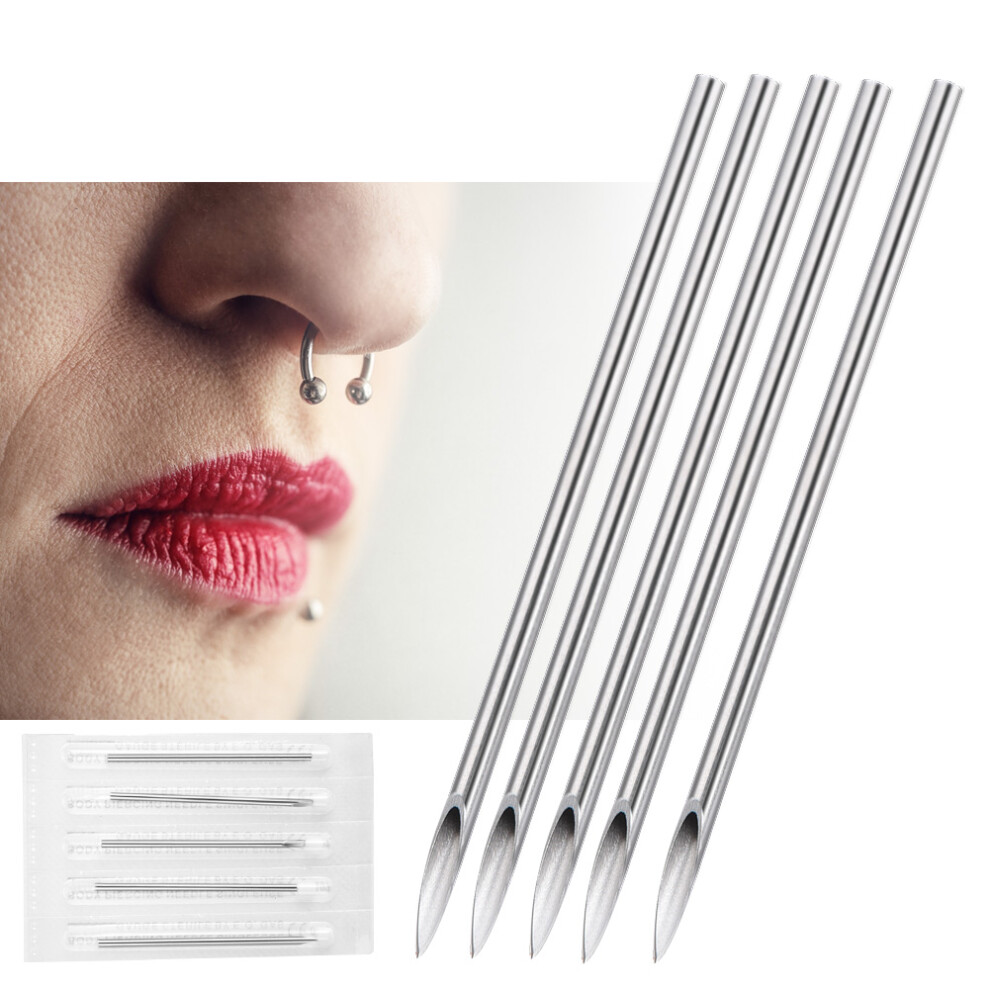 100PCS Sterile 18G Medical Stainless Steel Piercing Needles for Nose & Ear