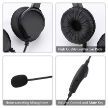Crystal RJ9 Call Center Headset Noise Cancelling, Adjustable Comfort