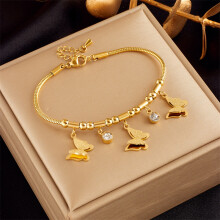 (B755) HKEDES Premium Light Luxury Gold-Plated Butterfly Pearl Diamond Women's Bracelet