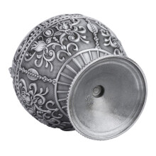 Silver Metal Ashtray Ball Stamped Pattern