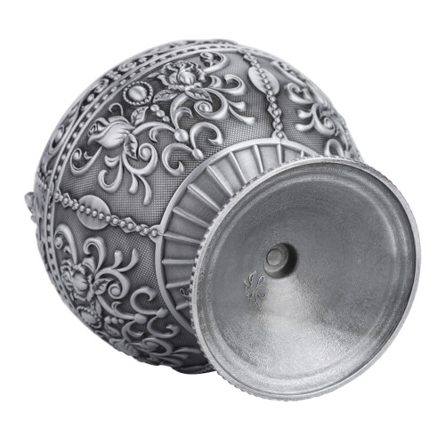 Silver Metal Ashtray Ball Stamped Pattern 1
