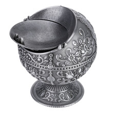 Silver Metal Ashtray Ball Stamped Pattern