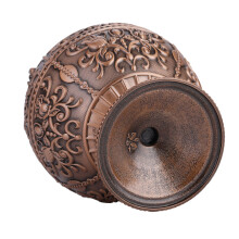 Vintage Red Bronze Metal Ashtray with Round Ball Stamped Pattern Decor Gift