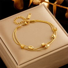 (B760) HKEDES Premium Light Luxury Gold-Plated Butterfly Pearl Diamond Women's Bracelet