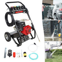 Petrol Pressure Washer 2200PSI 2.3GPM NL150 4-stroke 7.5HP 8M High-pressure Hose 5 Selectable Nozzles