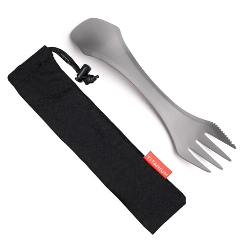 Titanium 2-in-1 Spork Spoon Fork Camping Tableware 6.6in Lightweight 1