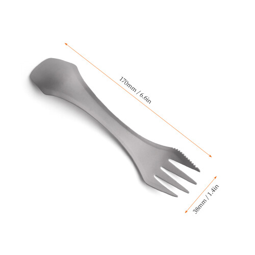 Titanium 2-in-1 Spork Spoon Fork Camping Tableware 6.6in Lightweight 2