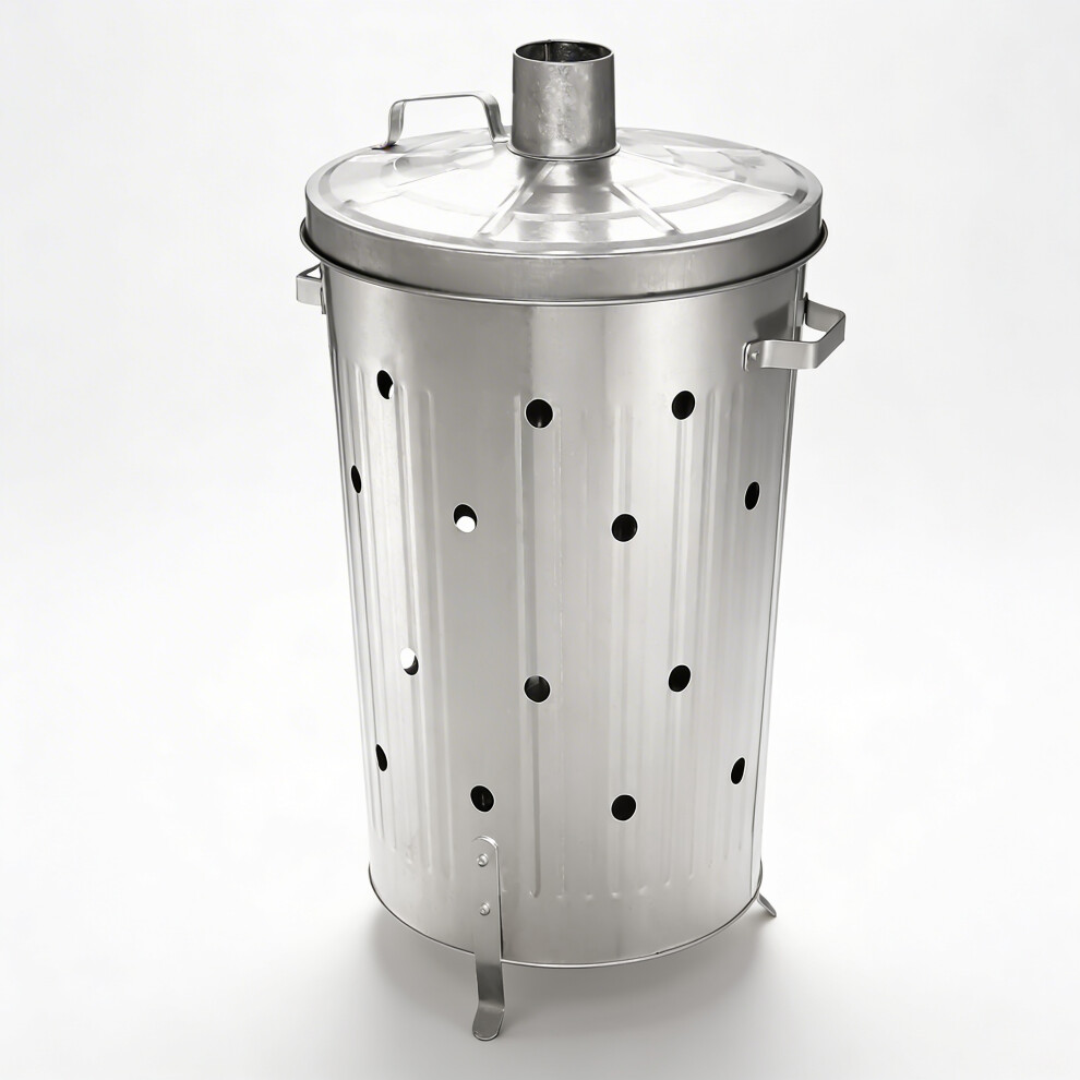 Janoon Galvanized Incinerator Paper Leaf Wood Waste Burner Garden Rubbish Fire Bin 90L