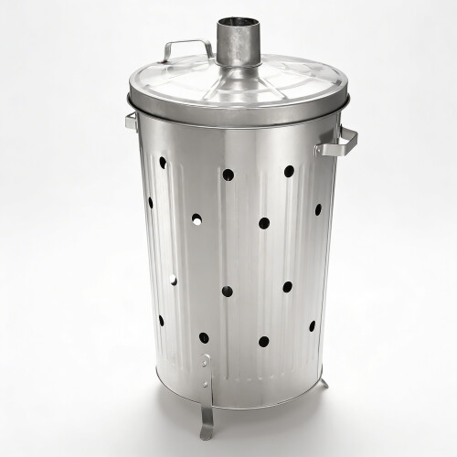 LARGE 90LTR INCINERATOR FIRE BIN GALVANISED GARDEN BURNING RUBBISH TRASH PAPER