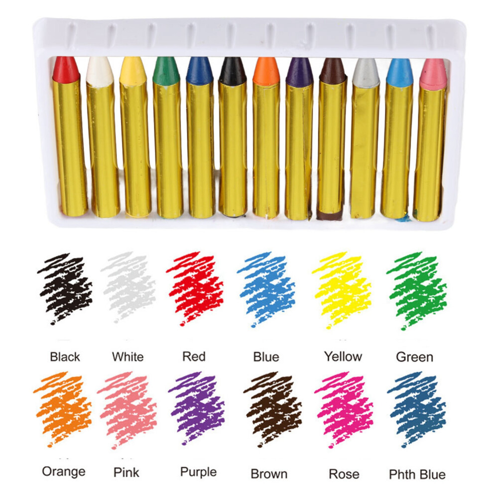 12 Kids Face Paint Crayons Set