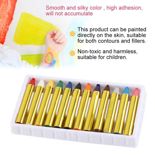 12 Colour Face Paint Sticks Set
