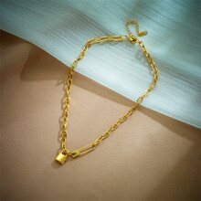 (N937) HKEDES Fashion Minimalist Hip Hop Necklace, Engraved Heart Square Round Tag Pendant Unisex Necklace