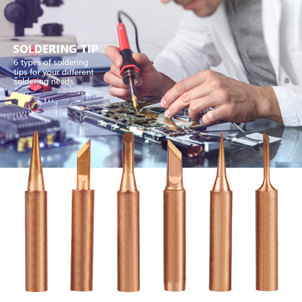 6Pcs Copper Lead-Free Soldering Tips For 936 Station Sk 1C 3C B I 8431392627155