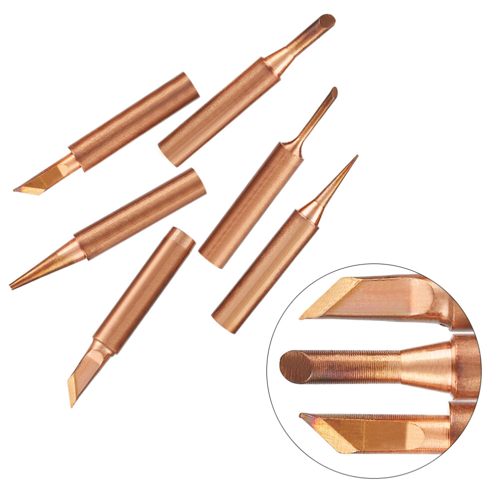 6pcs Lead-Free Copper Tips for 936 Soldering