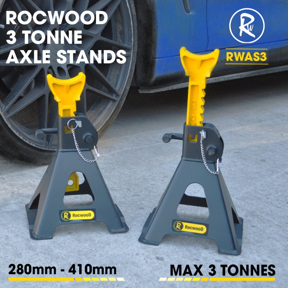 3 Tonne Ton Car Jack Axle Stand Ratchet Heavy Duty Pair Of Stands 4044326876426