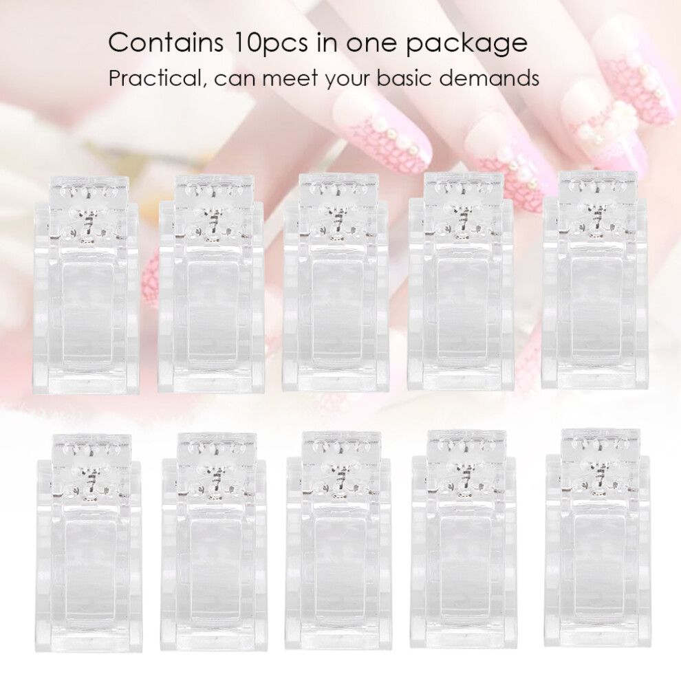 10pcs Transparent Nail Tips Clips, Durable Plastic, 3.8x1.8x2.8cm