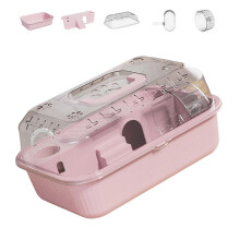 Transparenter doppelschichtiger kleiner Haustierkäfig,-Rosa