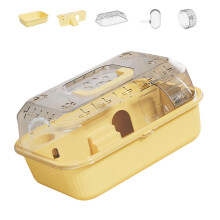 Safe Nontoxic Plastic Double Level Hamster Cage Easy-Yellow