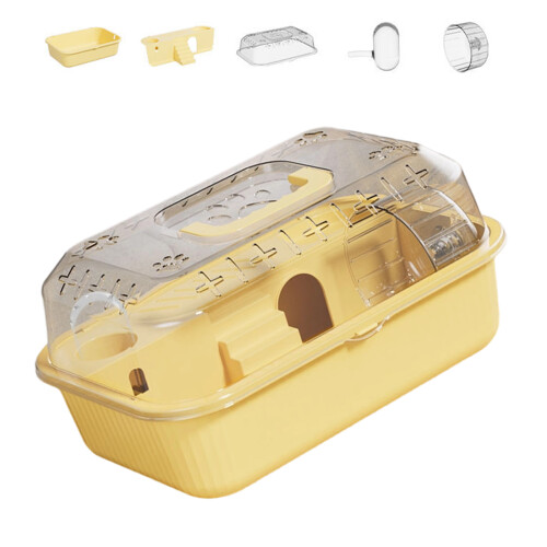 Safe Nontoxic Plastic Double Level Hamster Cage Easy-Yellow