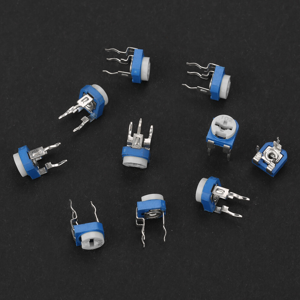 Blue & White Variable Trimmer Pot 100Pcs 10 Values Electronic Resistor Kit 6931392826661