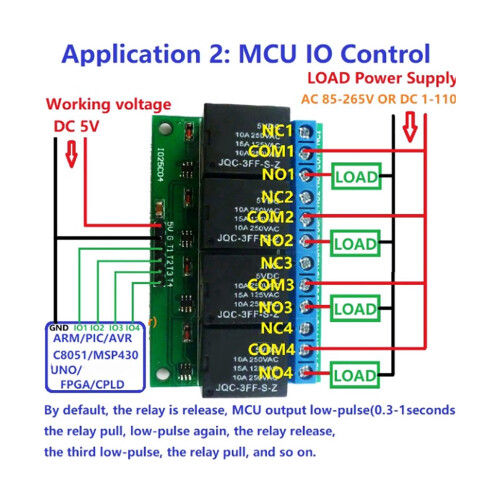 4-Channel 5V Self-Locking Flip-Flop Relay Module, 6.5x4.3cm 2