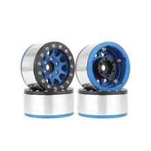 Set van 4 blauw-zwarte velgen, 1,55 inch metalen wielmodelonderdelen voor Axial SCX10 TRX4 TRX6 D90