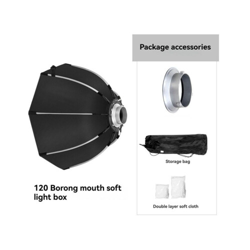 120 cm Quick-Set-Up Octagonal Softbox with Bowens Mount, Hot Shoe Camera Softbox for Studio LED Video Light 1