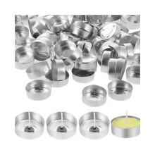 1 Set of Empty Candle Jars, Candle Tins with Cotton Wicks, Round Empty Aluminum Candle Jars, for Homemade Wax Candles