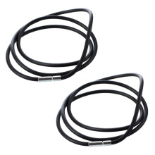 2 stuks 3 mm zwarte rubberen koord ketting met roestvrijstalen sluiting - 65 cm