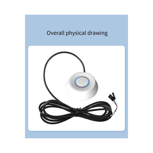 Computer desktop switch, PC motherboard, external start LED light, on/off, round button, 2 m extension cable, white 1