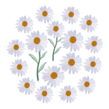 17 Pieces Daisy Flower Embroidery Patches Iron-on/Sew-on for Dress Backpack Jacket (White)