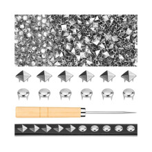 1250 metallnitar, 10 mm fyrkantiga pyramidnitar och runda kupolnitar för hantverk, med silversylspetsar