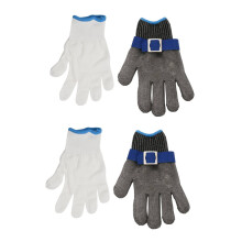 2X Blau Sicherheit Schnittschutz Stabbeständig Edelstahlgitter Metzgerhandschuh Hochleistung Schutzklasse 5 Größe S