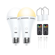 2 LED-lampor, 3 färger, USB-anslutning, dimbara, E27-sockel, 9 W, 3000 K-6000 K, för vardagsrum och