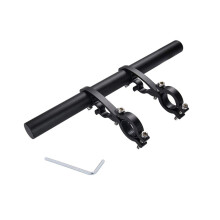 25 cm Black Tubular Bicycle Handlebar Extension Mountain Bike Cycling Headlight Rack Mount Lamp Flashlight Holder