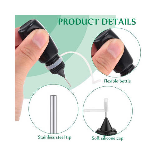 100 pieces Black Needle Tip Glue Squeeze Bottle 10 ml Precision Needle Tip Applicator Bottle Lightproof 1