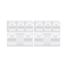 100 transparent plastic envelopes with snap closure, stamp and die-cut storage pockets for school, home office, 7.08 x 9.44 inches