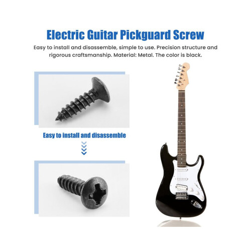 100 st svarta gitarrplektrumskyddsskruvar för Strat/Tele elgitarr/bas 2