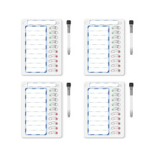 4x Uitwisbare takenkaart voor kinderen, planningsbord voor dagelijkse taken met magnetische stickers,