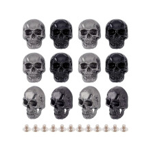 12 Skull Rivets for Leather, Skull Screw Rivets, Punk Skull Rivets, Decorative Skull Buckle Rivets Made of Metal