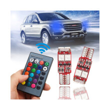 2 Stück T10 W5W LED RGB Fernbedienungsleuchten Displaybirnen Autolampen