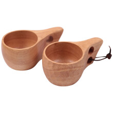 2 stuks handgemaakte houten mokken in Scandinavische stijl, Finse traditionele outdoor houten wijnmokken
