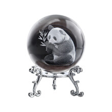 3D lasergegraveerde stervormige kristallen decoratieve bol, 60 mm glazen bal presse-papier met standaard,