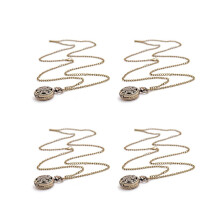 4x Retro Fashion Vintage Bronzen Quartz Zakhorloge Ketting (Lotus)