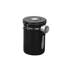 1.8 L Sealed Container Made of 304 Stainless Steel with Spoon, Dated Coffee Bean Storage Box, Outlet